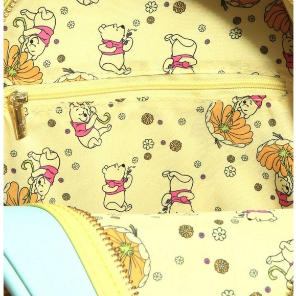 NWT Loungefly Winnie the Pooh embroidered floral backpack and cardholder - Picture 6 of 16
